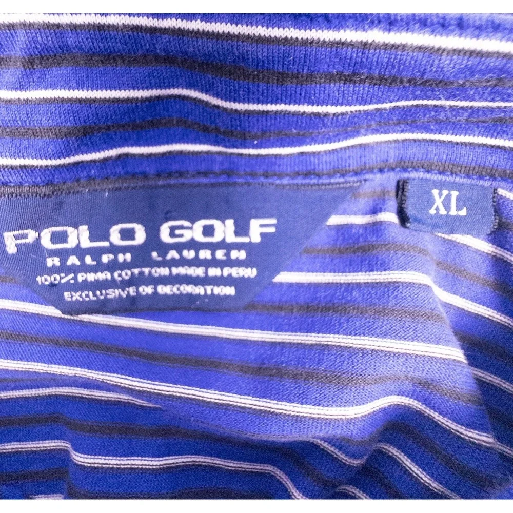 Polo Ralph Lauren Shirt Mens XL Blue White Striped‎ Cotton Pima Soft Touch